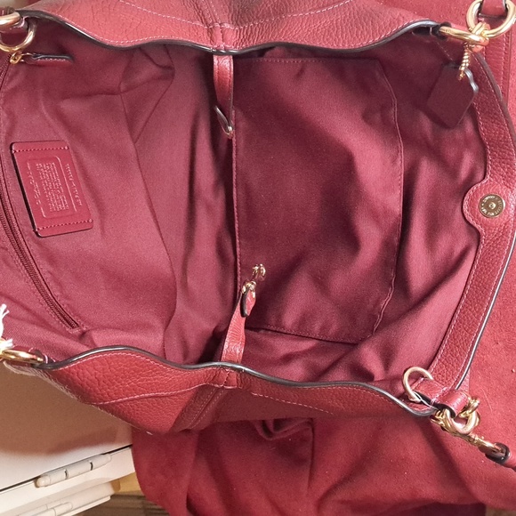 🎁 NEW Coach Lexy Pebble Soft Dark Red Leather Satchel Crossbody Bag - Picture 8 of 9